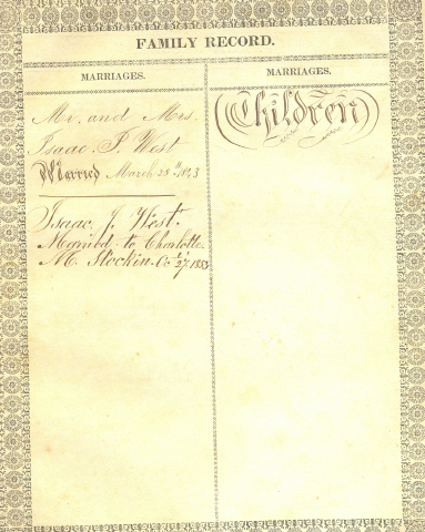 West Family Marriage Record